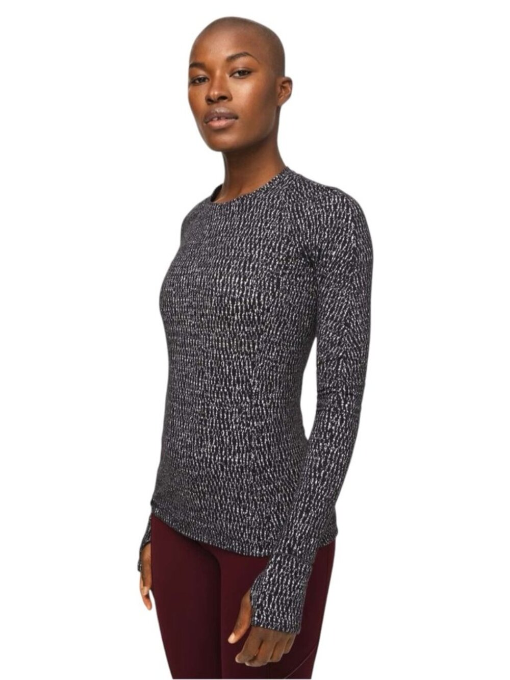 Lululemon Runderful Long Sleeve Running Top Women's 6 US Black White Jacquard